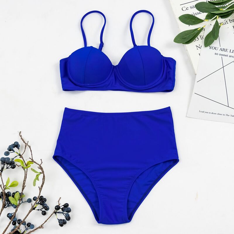 

Push Up High Waisted Bikini Swimsuit, Royal blue