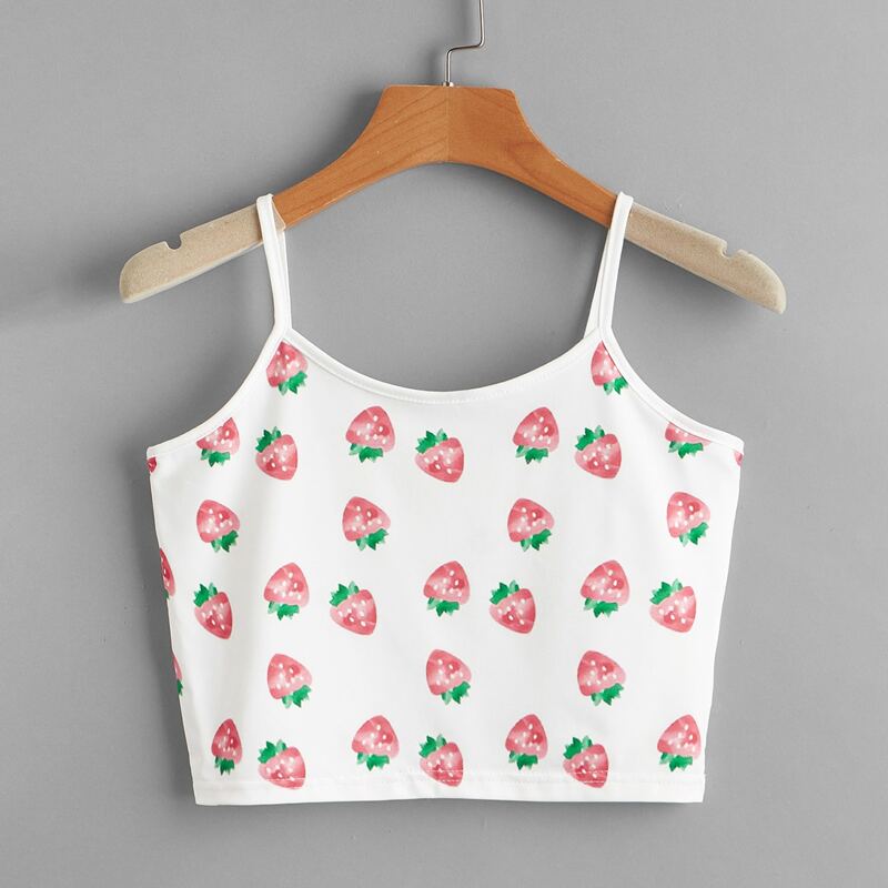 

Strawberry Print Crop Cami, Multicolor