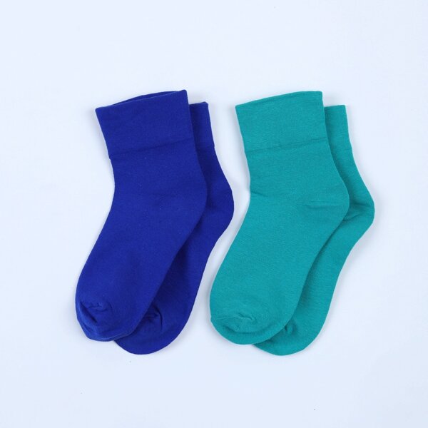 

2pairs Solid Crew Socks, Multicolor
