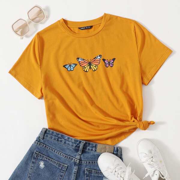 

Butterfly Print Top, Mustard yellow