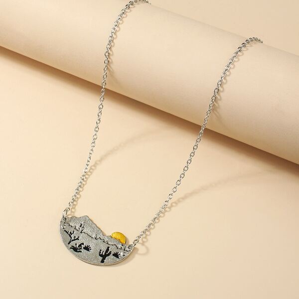 

Mountain Charm Necklace, Silver