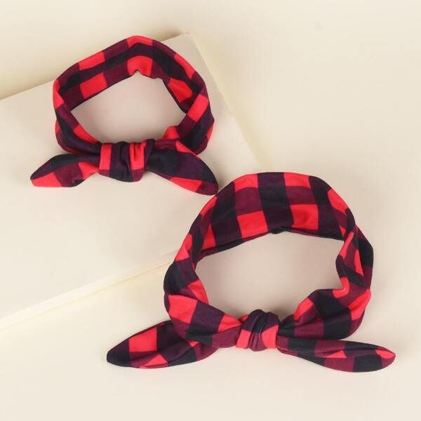 

2pcs Baby Plaid Pattern Headband, Multicolor