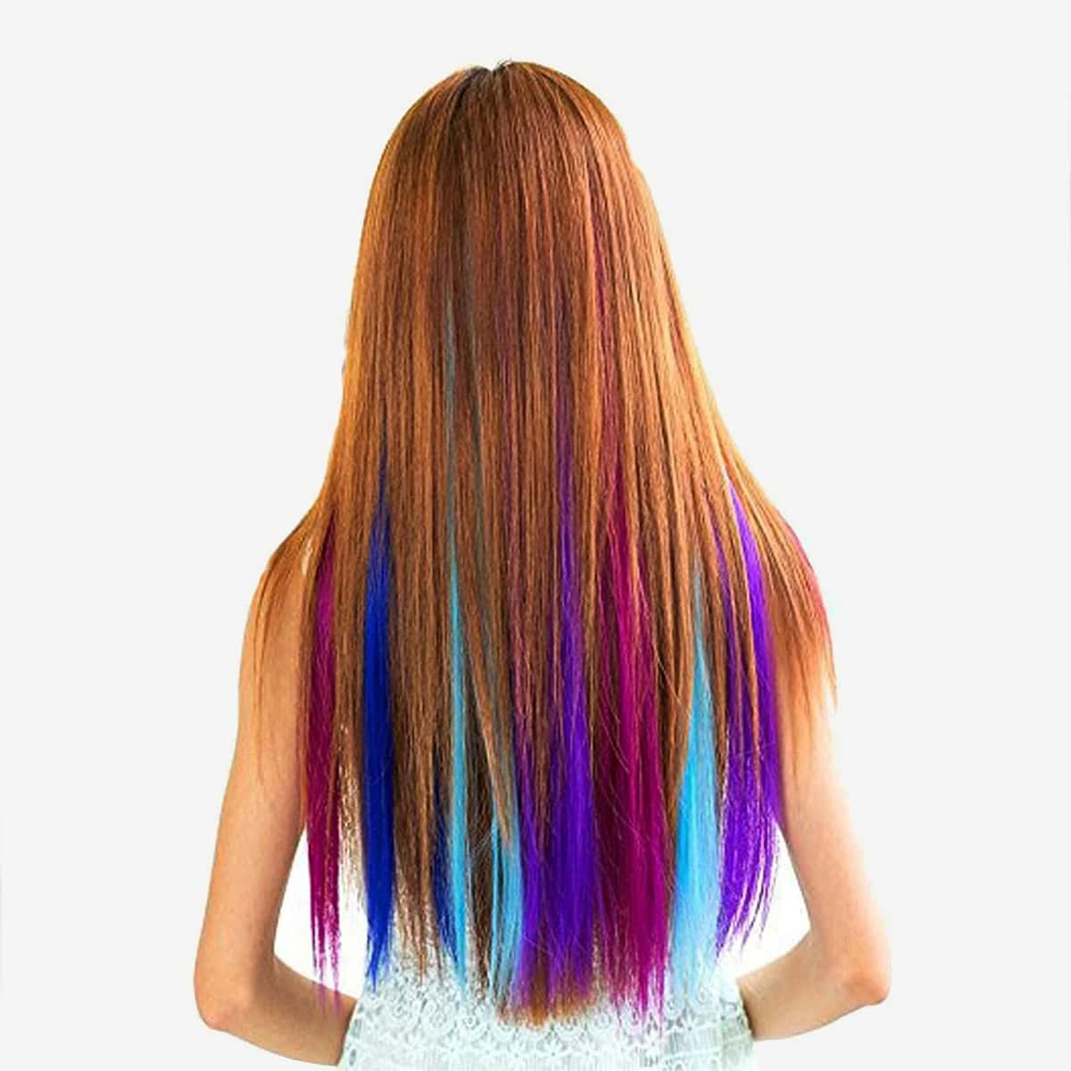 

12pcs Colorful Clip In Hair Extension, Multicolor