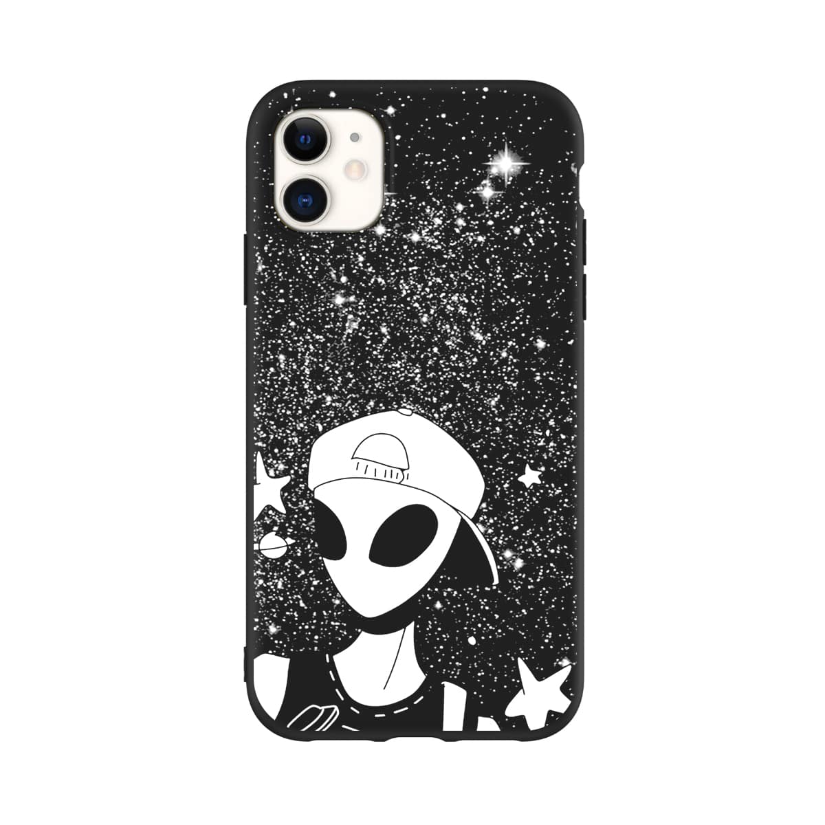 

Alien & Galaxy iPhone Case, Black