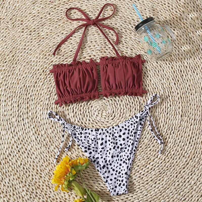 

Dalmatian Ruched Bust Bikini Swimsuit, Multicolor
