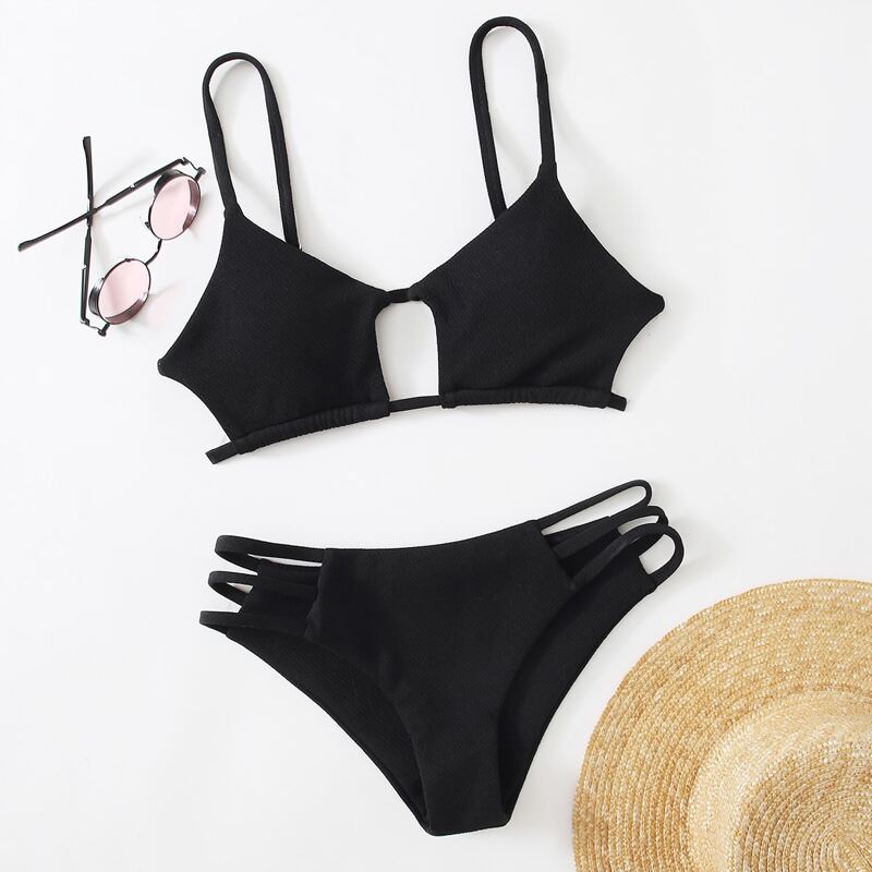 

Ladder Cut-out Bikini Swimsuit, Black
