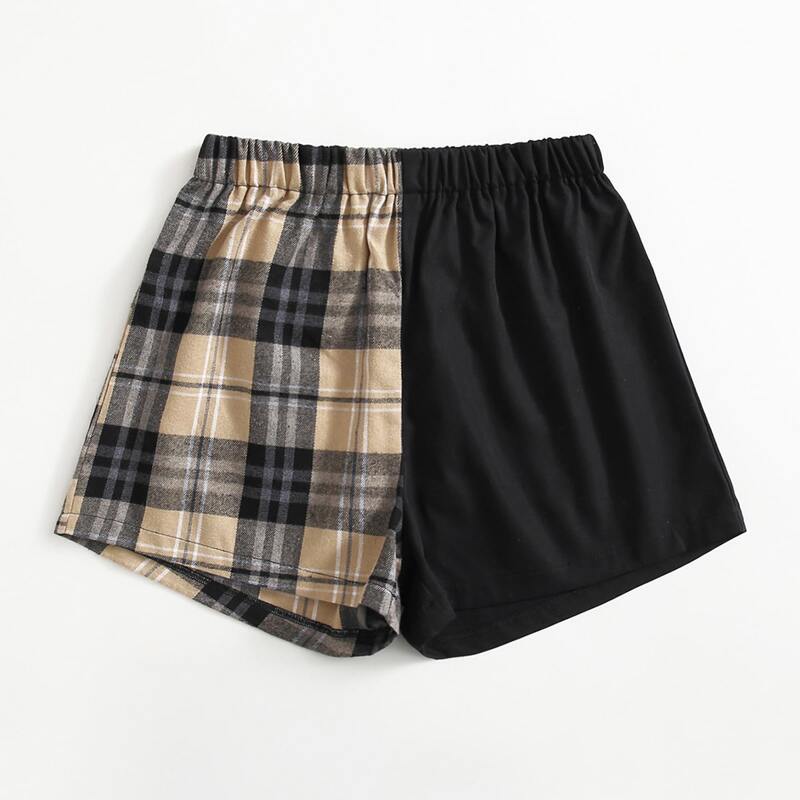 

Contrast Plaid Shorts, Multicolor