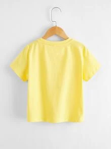 SHEIN Tween Girl Cartoon Graphic Short Sleeve Tee - Yellow - View 2