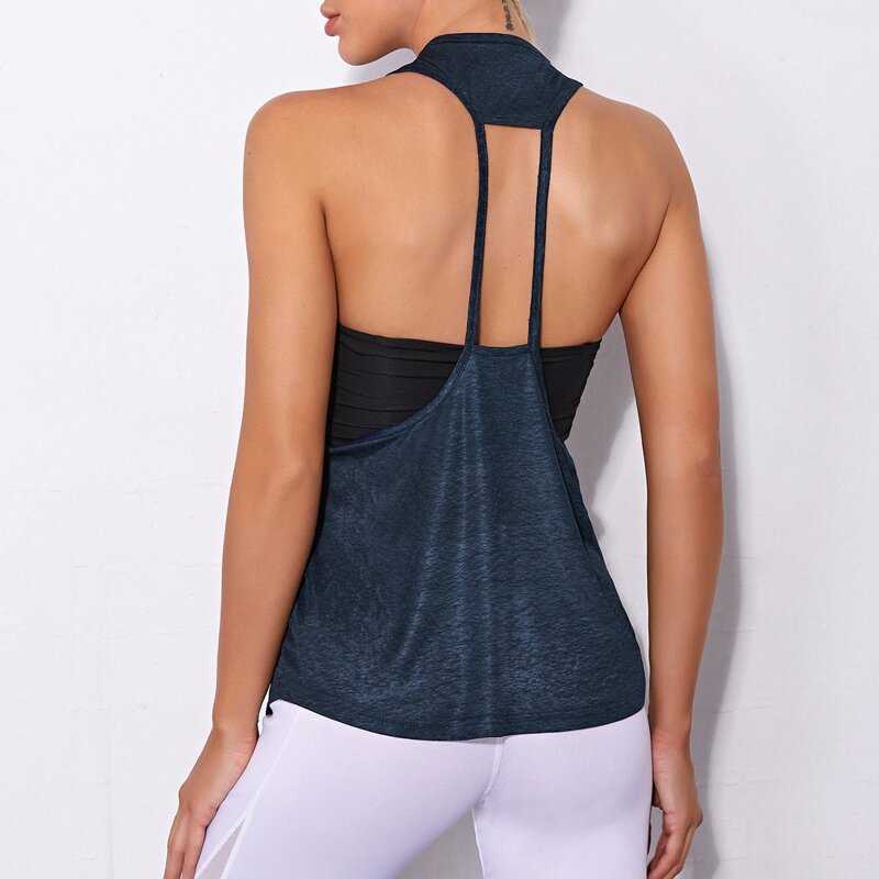 

Racer Back Sports Tank Top, Navy blue