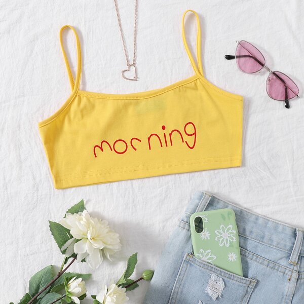 

Letter Graphic Cami Top, Yellow