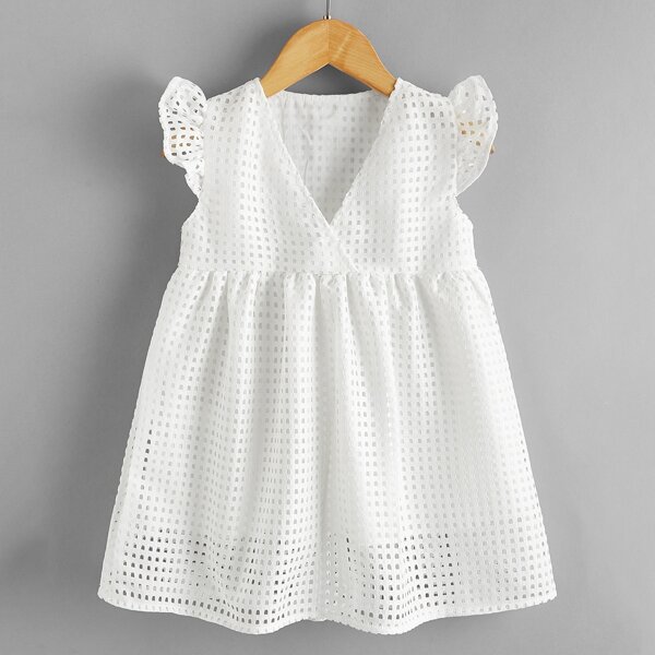 

Toddler Girls Surplice Front Ruffle Dress, White