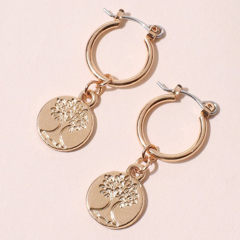 

Tree Engraved Drop Earrings, Gold