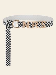 Checkered Tape Belt - Black and White - View 1
