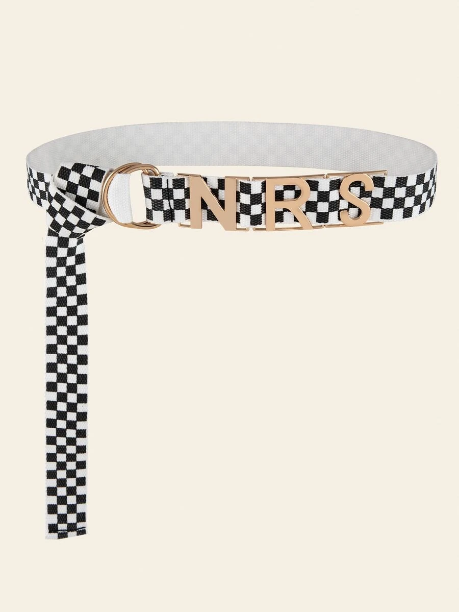 Checkered Tape Belt - Black and White - View 1
