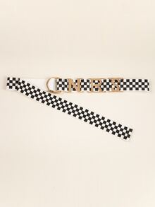 Checkered Tape Belt - Black and White - View 2