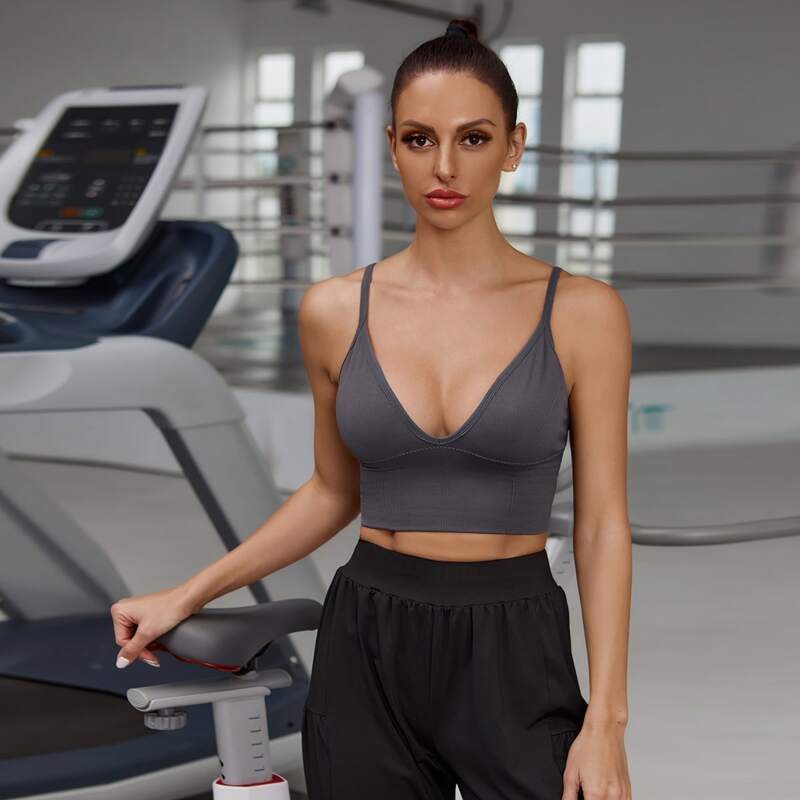 

Seamless Solid Sports Bra, Dark grey