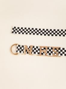 Checkered Tape Belt - Black and White - View 3