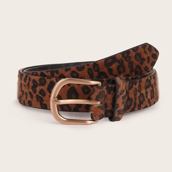 

Metal Buckle Leopard Belt, Multicolor