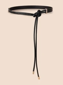 極簡風格細腰帶 - 黑色 - 查看 1