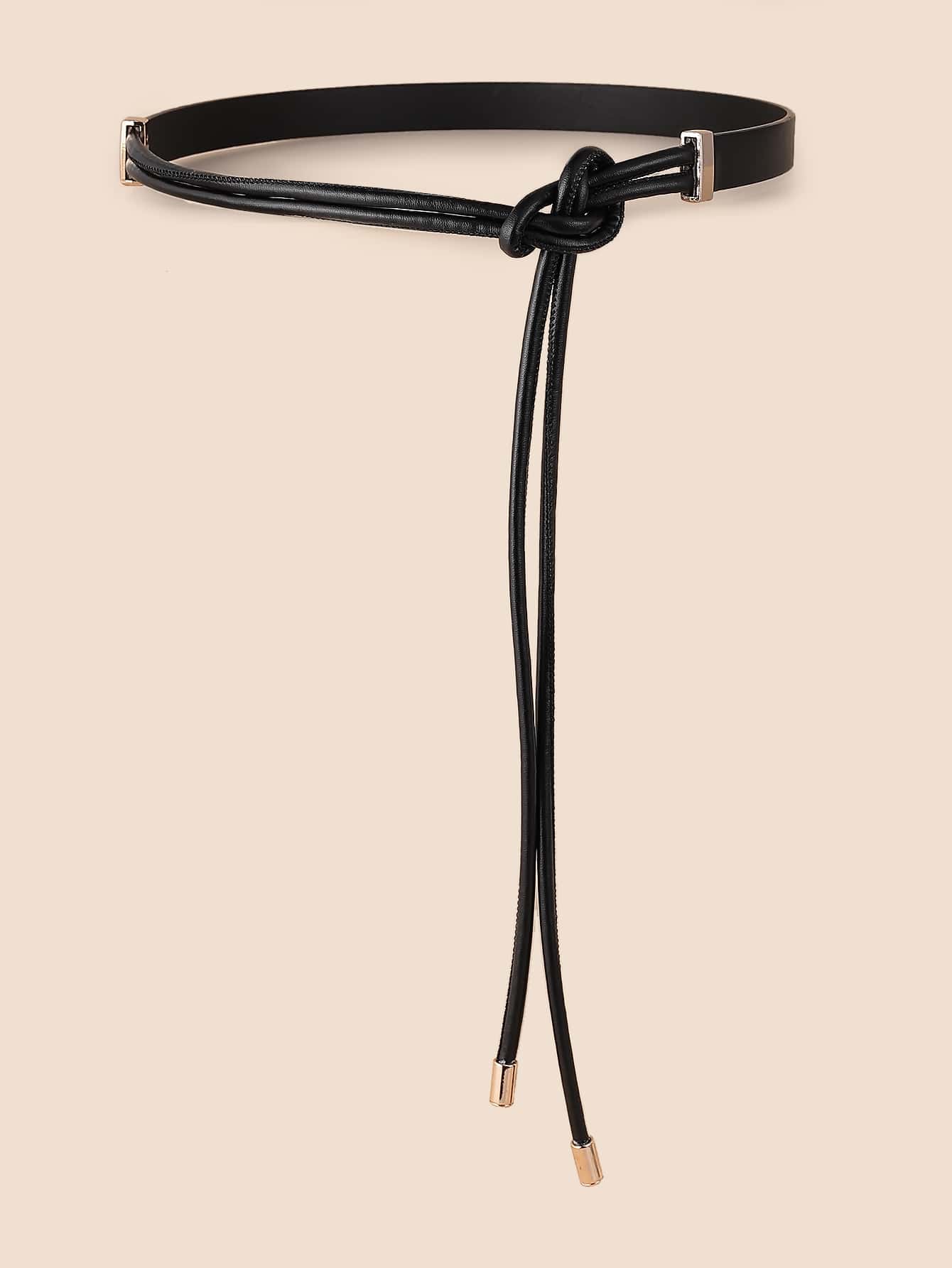 極簡風格細腰帶 - 黑色 - 查看 1