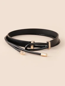 極簡風格細腰帶 - 黑色 - 查看 2