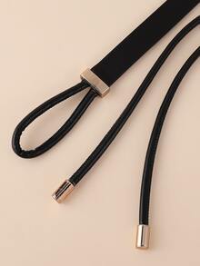 極簡風格細腰帶 - 黑色 - 查看 3