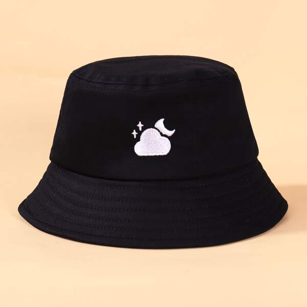 

Toddler Kids Cloud Embroidery Bucket Hat, Black