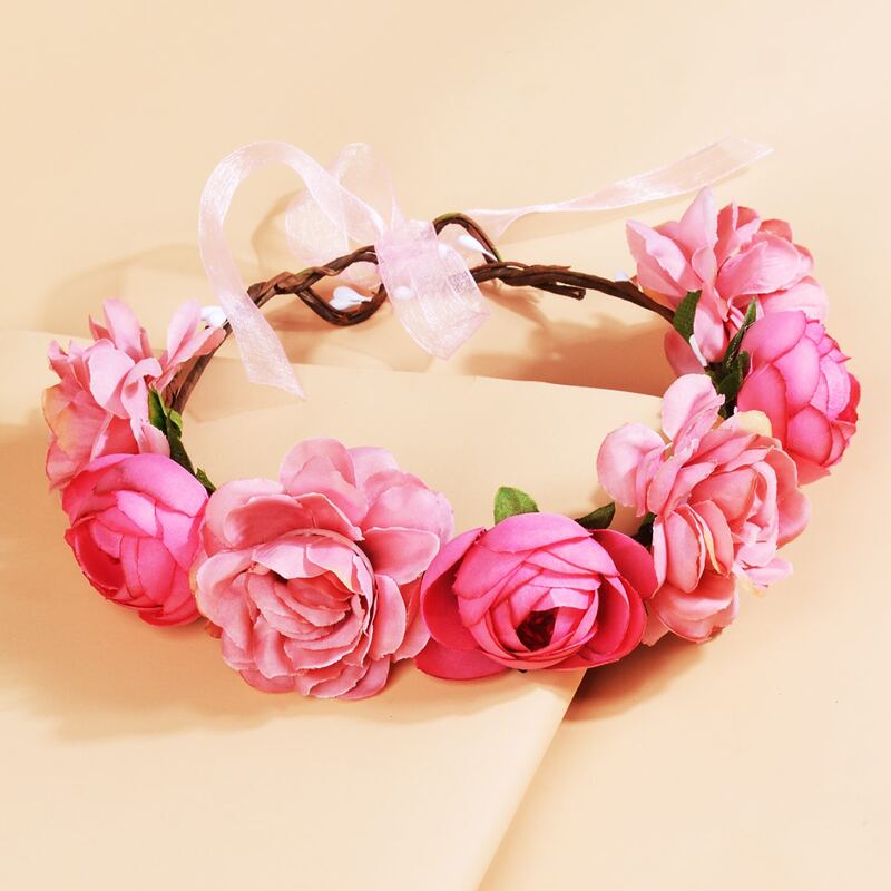 

1pc Artificial Flower Headband, Hot pink