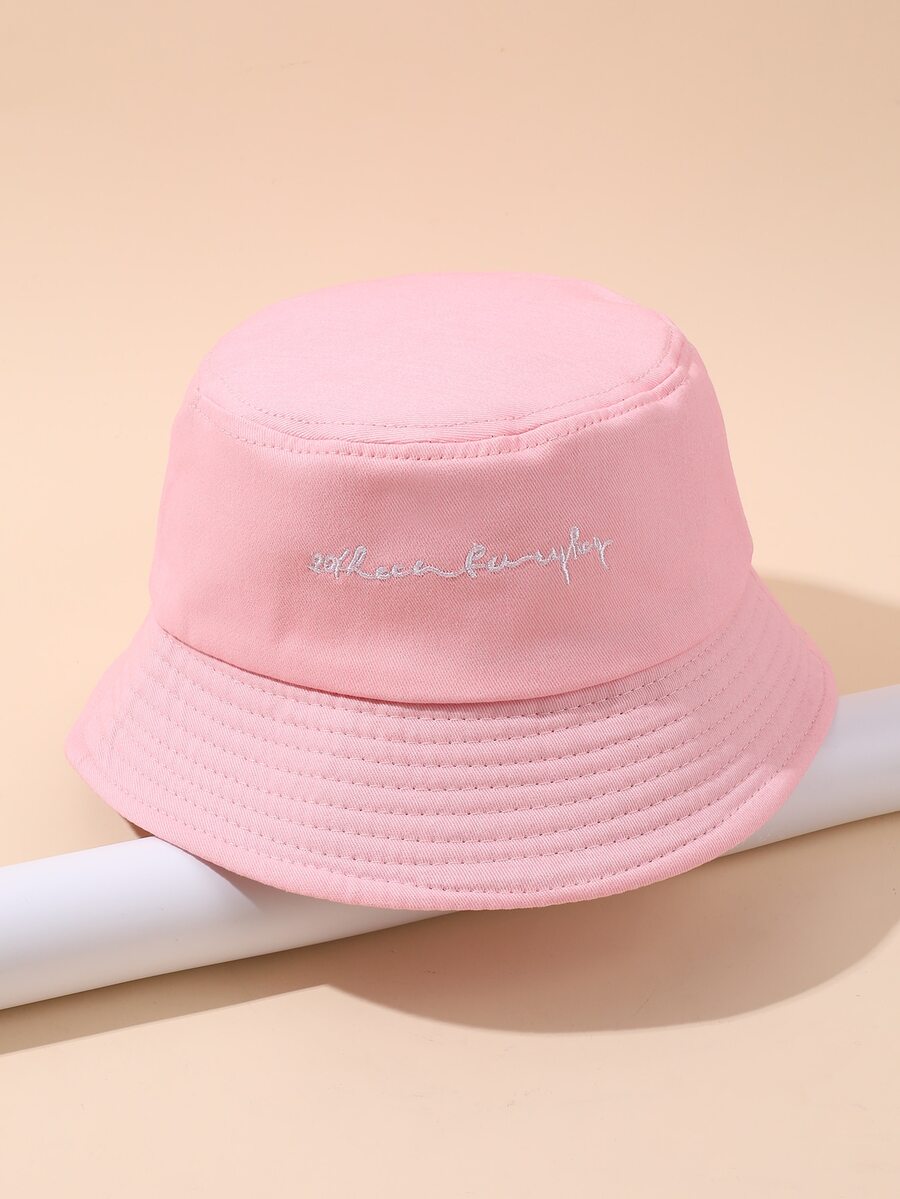 Letter Embroidery Bucket Hat