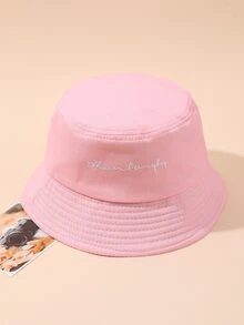 Letter Embroidery Bucket Hat