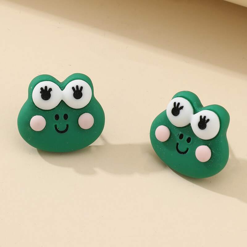 

Cartoon Frog Stud Earrings, Green