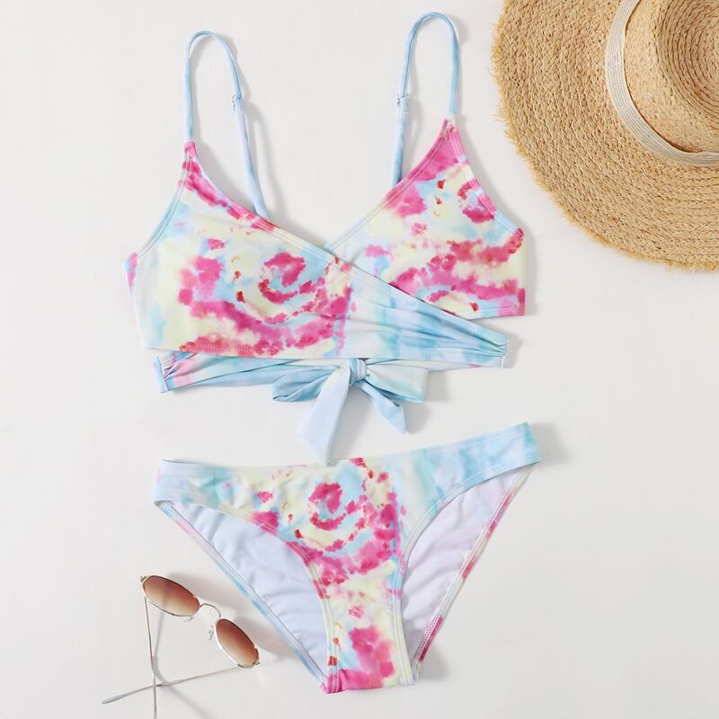 

Tie Dye Wrap Bikini Swimsuit, Multicolor