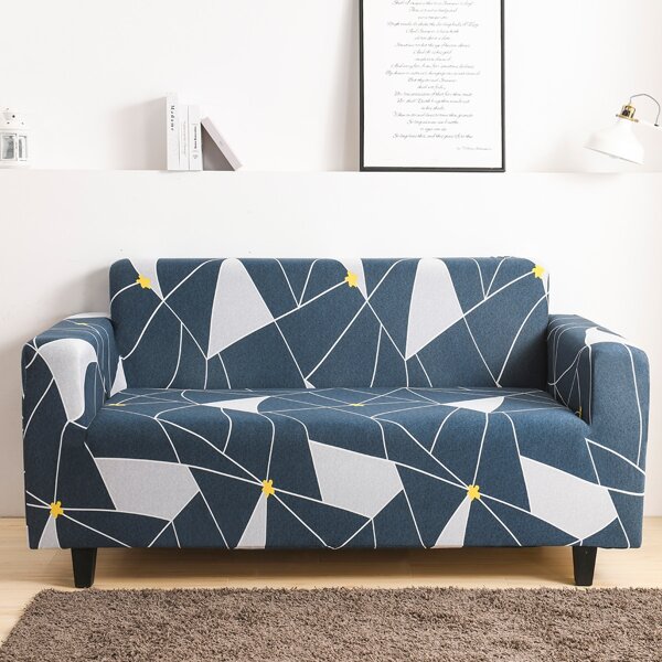

Geometric Pattern Stretchy Sofa Cover, Navy blue