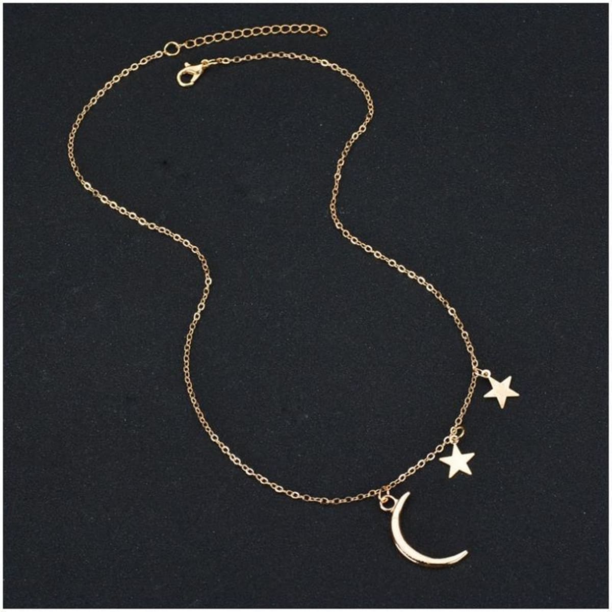 

1pc Star & Moon Chain Necklace, Gold