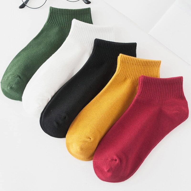 

5pairs Solid Socks, Multicolor
