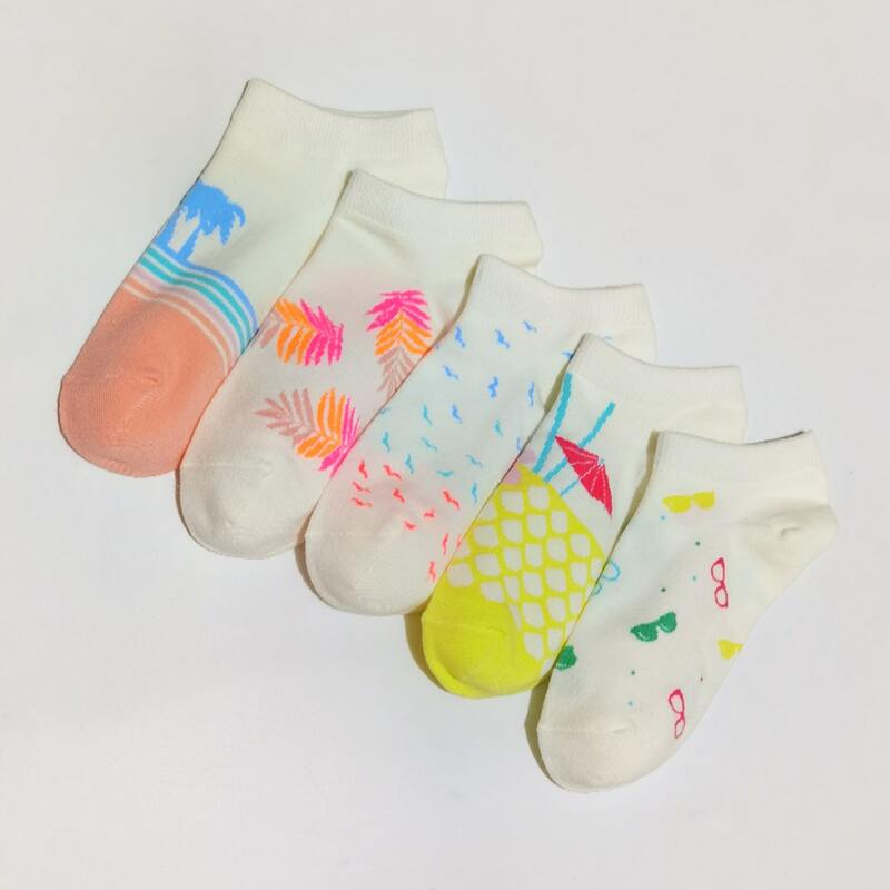 

5pairs Tropical Graphic Socks, White