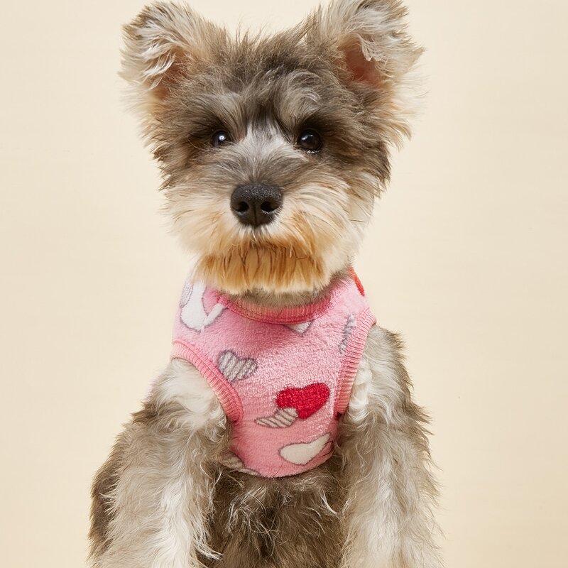 

Heart Pattern Plush Pet Tank, Baby pink