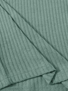 SHEIN EZwear Solid Rib-knit Tank Top - Mint Green - View 5