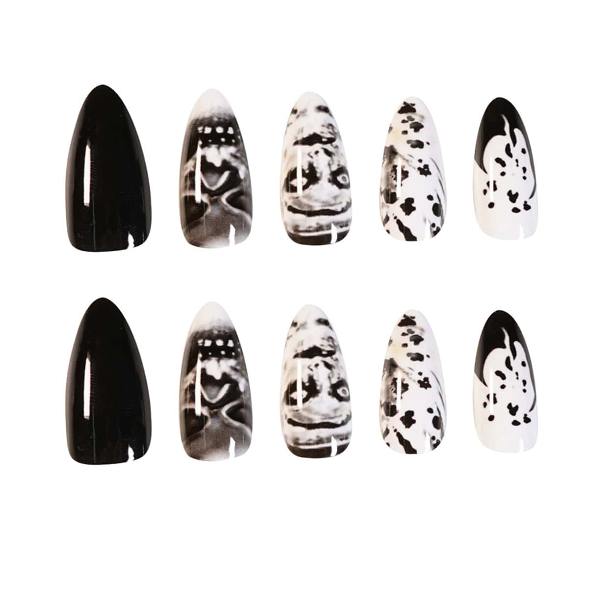 

24pcs Gothic Pattern Fake Nail & 1sheet Tape, Black