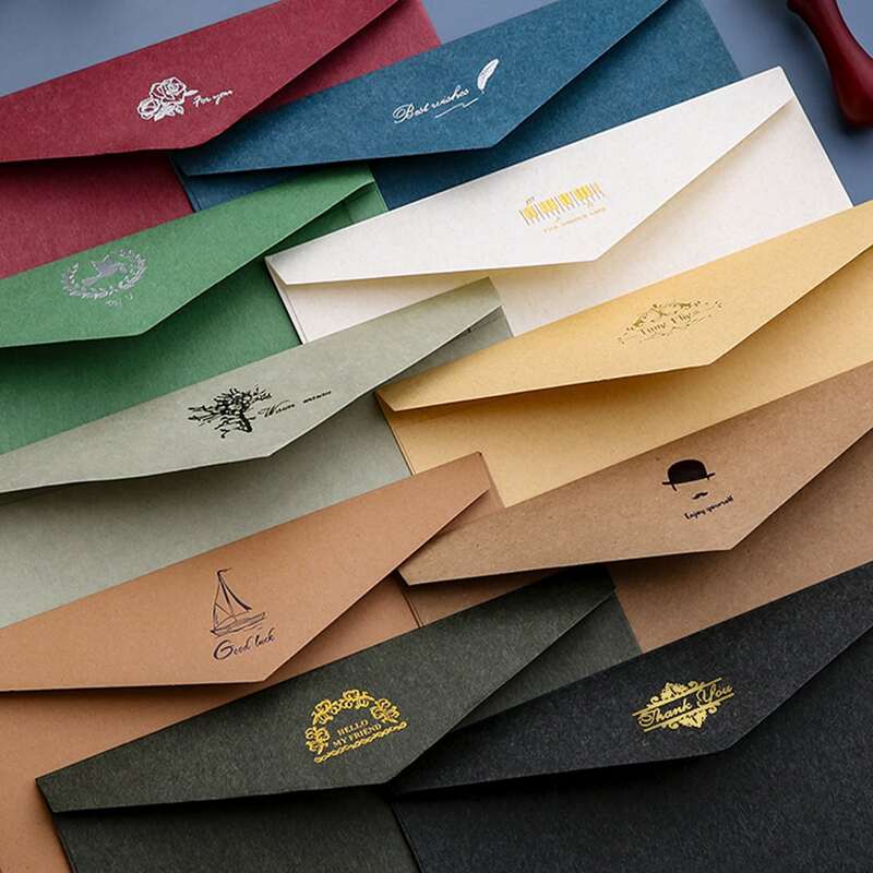 

10pcs Hot Stamping Envelope, Multicolor