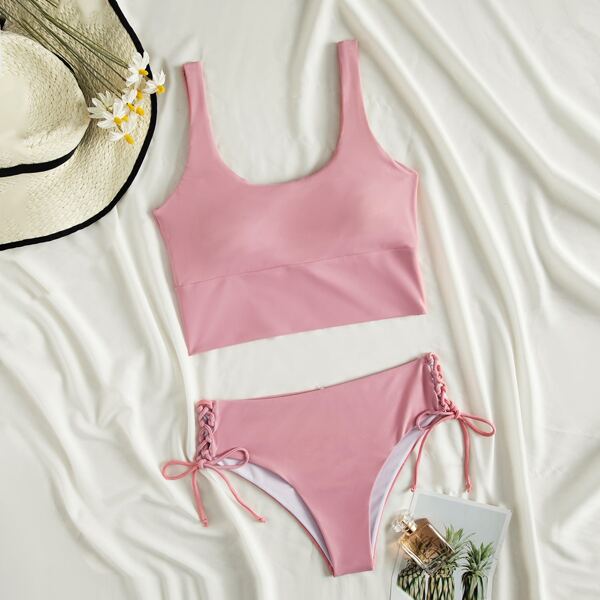 

Tie Side Bikini Swimsuit, Baby pink