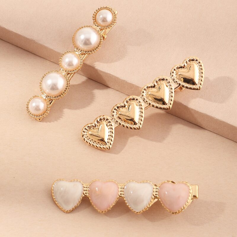 

3pcs Faux Pearl Hair Clip, Multicolor