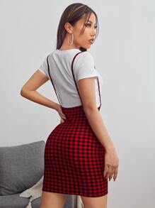 SHEIN Essnce Đầm Kẻ sọc Giải trí - Đỏ - Xem 2