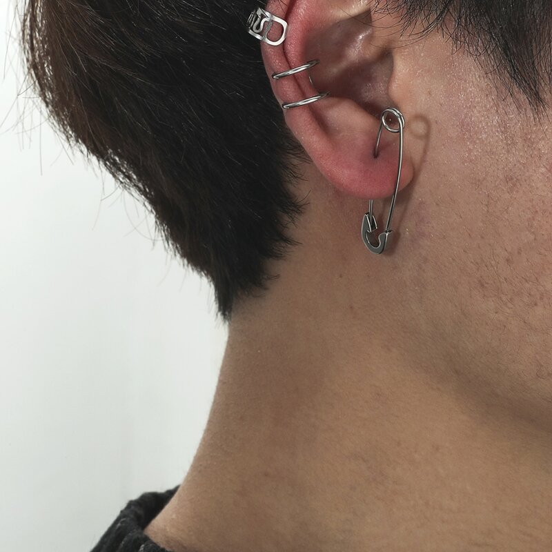 

3pcs Guys Minimalist Earrings, Silver