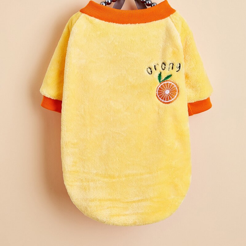 

Orange Embroidered Plush Pet Sweatshirt, Yellow