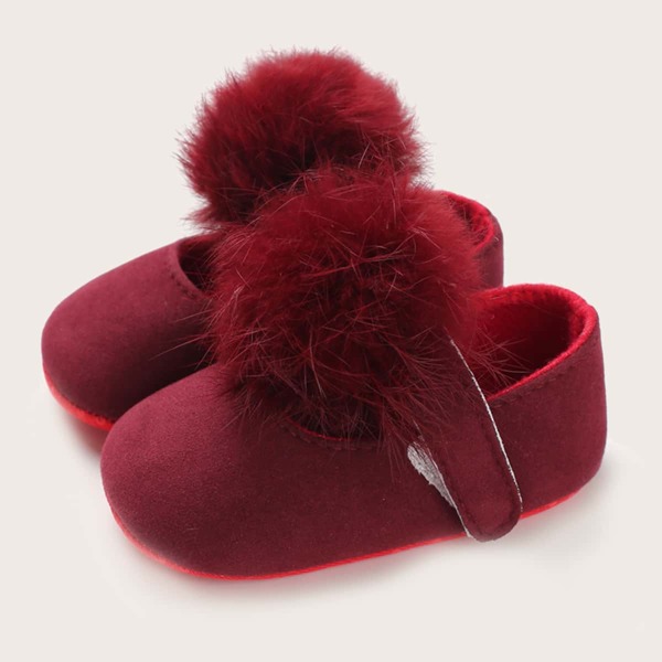 

Baby Girl Pom Pom Decor Flats, Burgundy