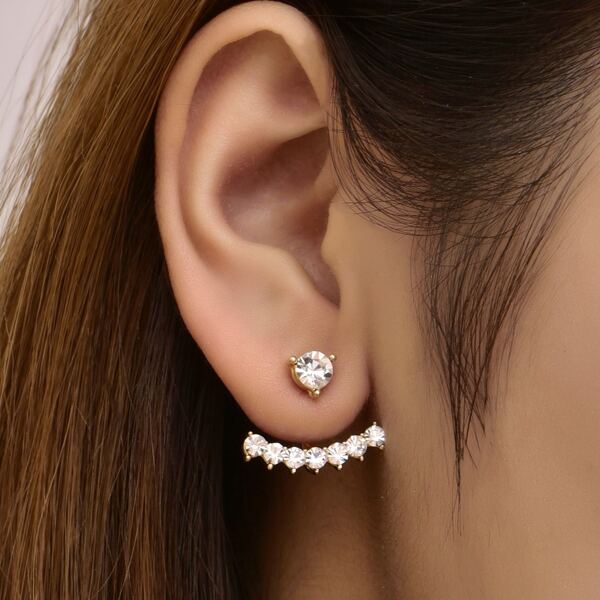 

Rhinestone Decor Earring Jackets, Gold