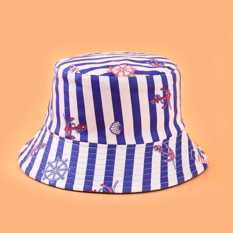 

Guys Striped Bucket Hat, Blue and white