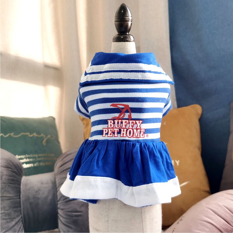 

Ruffle Striped Pet Dress, Blue