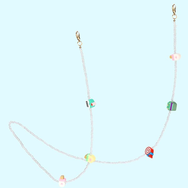 

Beaded Face Mask Chain, White